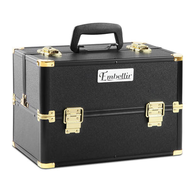 Embellir Portable Cosmetic Beauty Makeup Case - Black & Gold Payday Deals