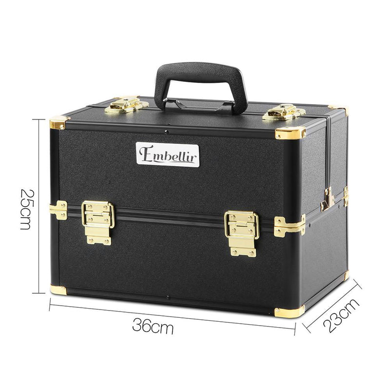 Embellir Portable Cosmetic Beauty Makeup Case - Black & Gold Payday Deals