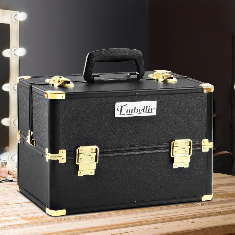 Embellir Portable Cosmetic Beauty Makeup Case - Black & Gold Payday Deals