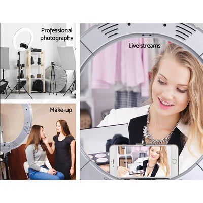 Embellir Ring Light 19" LED 6500K 5800LM Dimmable Diva With Stand Silver Payday Deals