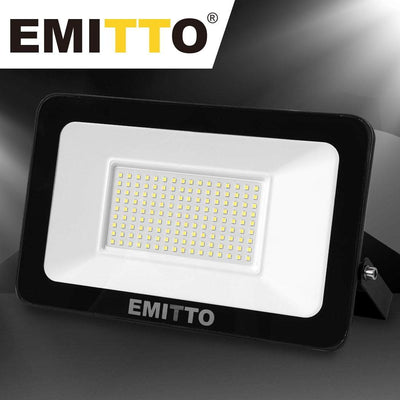 Emitto LED Flood Light 100W Outdoor Floodlights Lamp 220V-240V IP65 Cool White Payday Deals