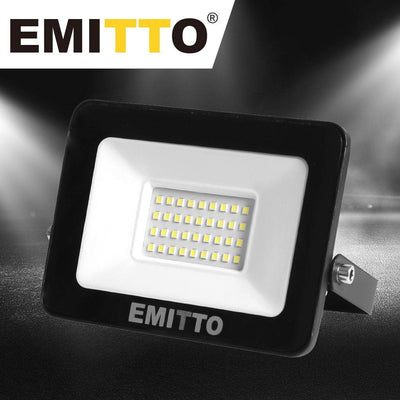 Emitto LED Flood Light 30W Outdoor Floodlights Lamp 220V-240V Cool White 2PCS Payday Deals