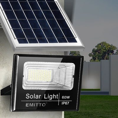 EMITTO LED Solar Lights Street Outdoor Garden Sensor Remote Security Lamp 60W Payday Deals