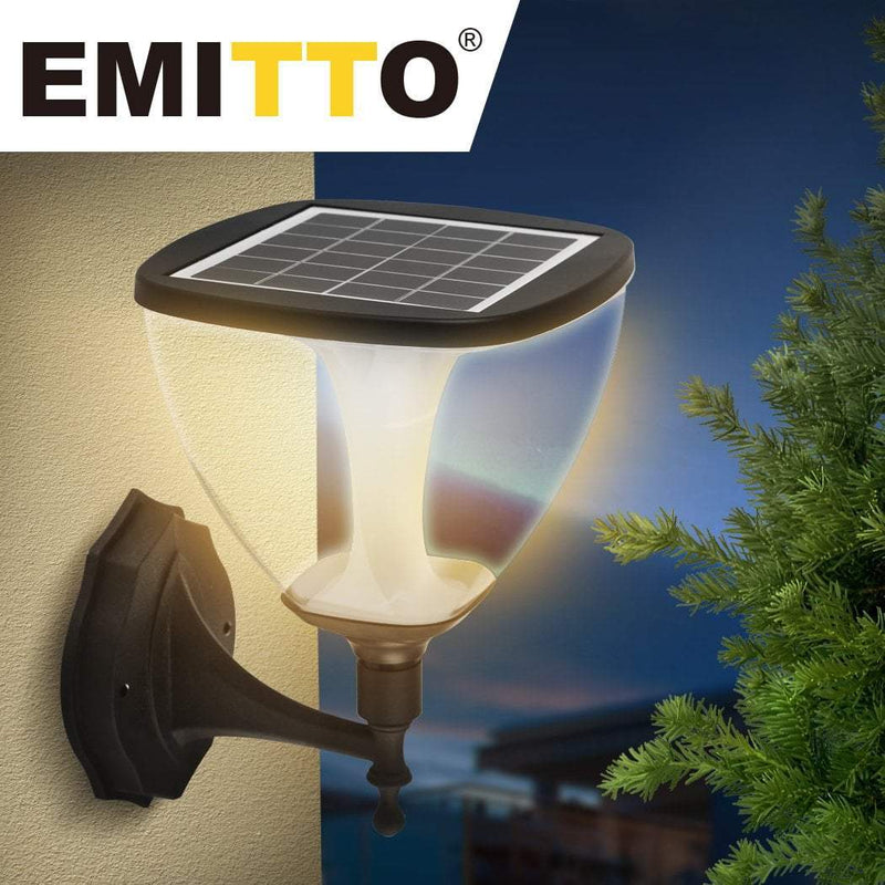EMITTO LED Solar Powered Light Garden Pathway Wall Lamp Landscape Yard Outdoor Payday Deals