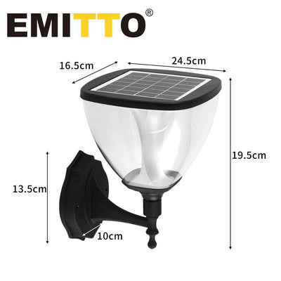 EMITTO LED Solar Powered Light Garden Pathway Wall Lamp Landscape Yard Outdoor Payday Deals