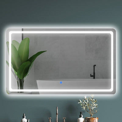 EMITTO LED Wall Mirror Anti-fog Bathroom Mirrors Makeup Light 120x70cm Payday Deals