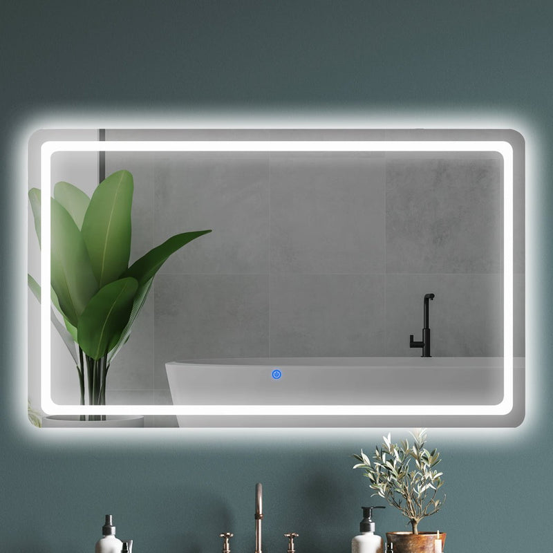 EMITTO LED Wall Mirror Anti-fog Bathroom Mirrors Makeup Light 120x70cm Payday Deals