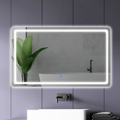 EMITTO LED Wall Mirror Anti-fog Bathroom Mirrors Makeup Light 120x70cm Payday Deals