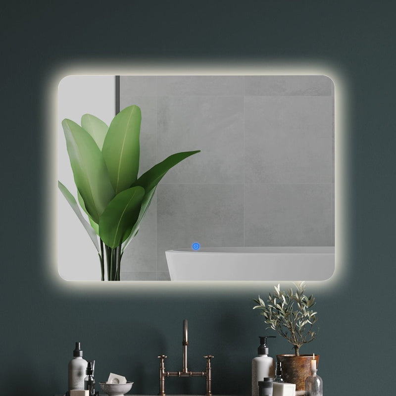 EMITTO LED Wall Mirror Anti-fog Bathroom Mirrors Makeup Light 70x50cm Payday Deals