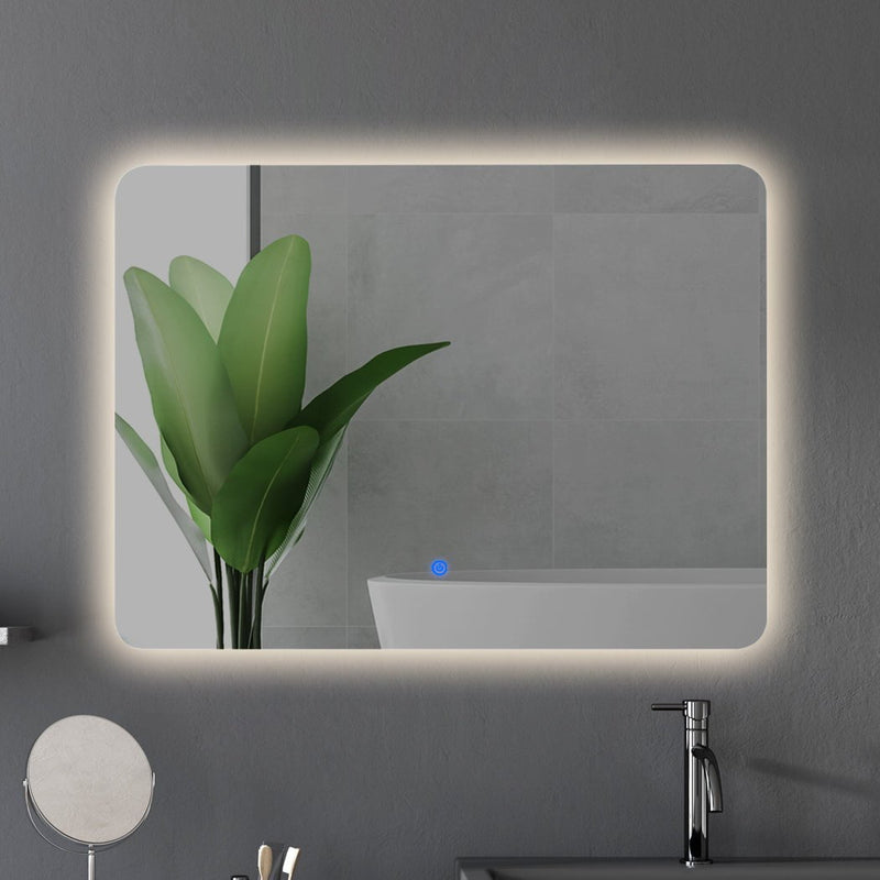 EMITTO LED Wall Mirror Anti-fog Bathroom Mirrors Makeup Light 70x50cm Payday Deals