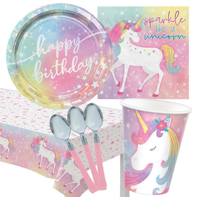 Enchanted Unicorn 8 Guest Deluxe Tableware Birthday Party Pack