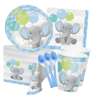 Enchanting Elephant Blue 16 Guest Deluxe Tableware Party Pack