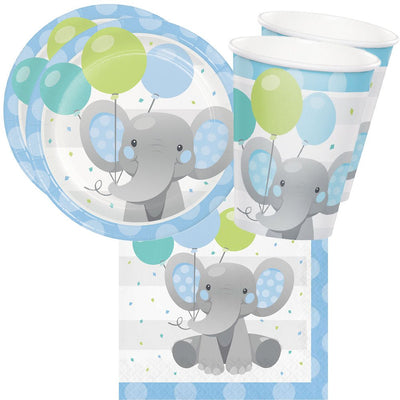 Enchanting Elephant Blue 16 Guest Tableware Party Pack