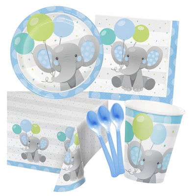 Enchanting Elephant Blue 8 Guest Deluxe Tableware Party Pack