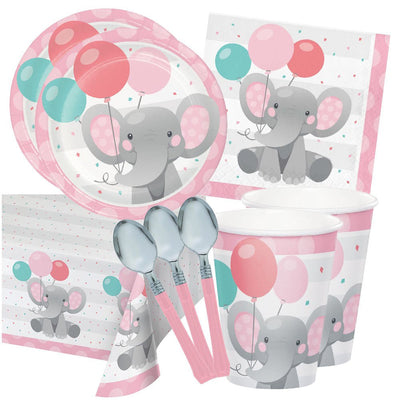 Enchanting Elephant Pink- 16 Guest Deluxe Tableware Party Pack