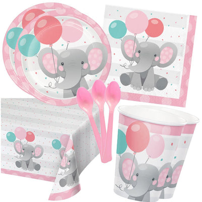 Enchanting Elephant Pink 16 Guest Deluxe Tableware Party Pack