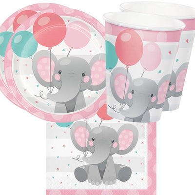 Enchanting Elephant Pink 16 Guest Tableware Party Pack