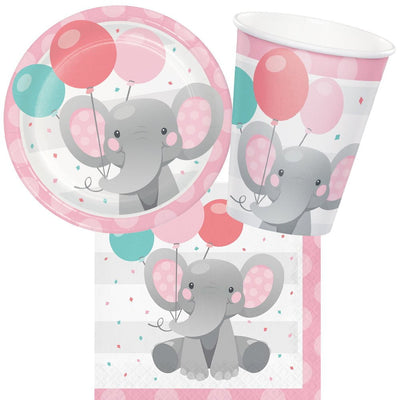 Enchanting Elephant Pink 8 Guest Tableware Party Pack Payday Deals