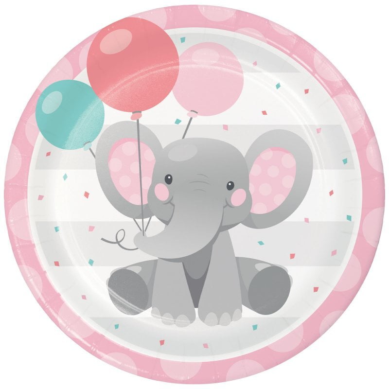 Enchanting Elephant Pink Dinner Plates Paper 8 Pack Payday Deals