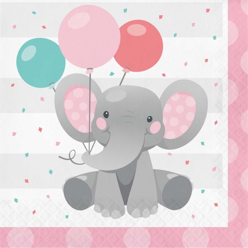 Enchanting Elephant Pink Lunch Napkins 16 Pack Payday Deals