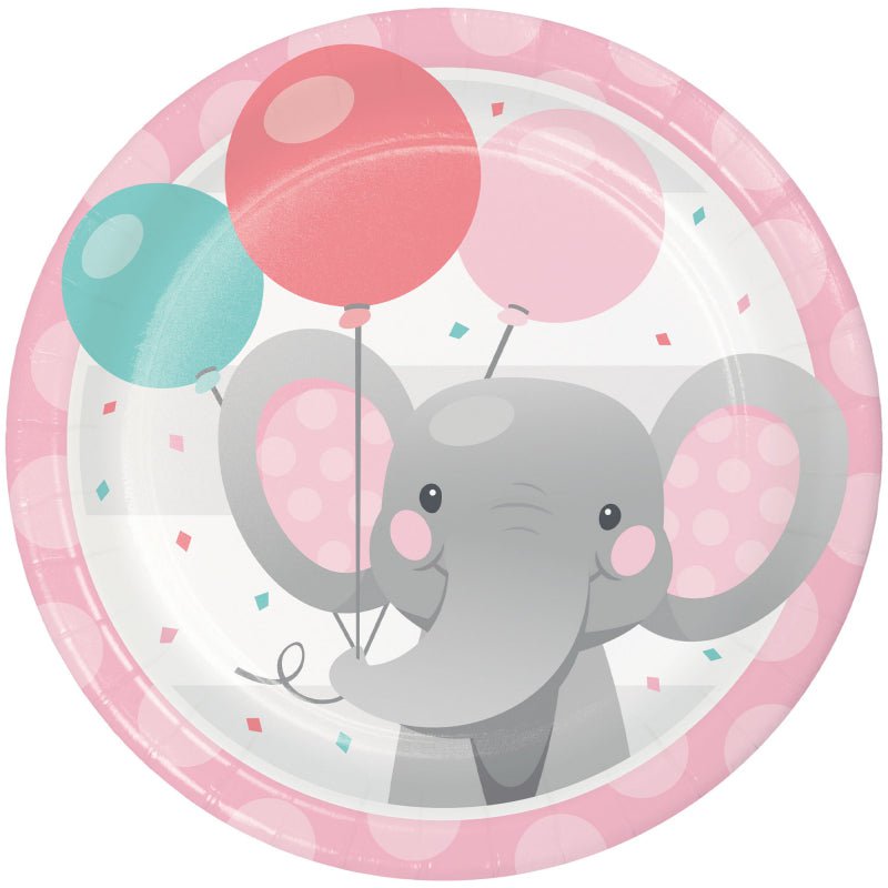 Enchanting Elephant Pink Lunch Plates Paper 8 Pack Payday Deals