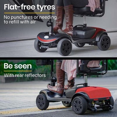 EQUIPMED Electric Mobility Scooter Portable Folding for Elderly Older Adult, SmartRider Black & Red Payday Deals