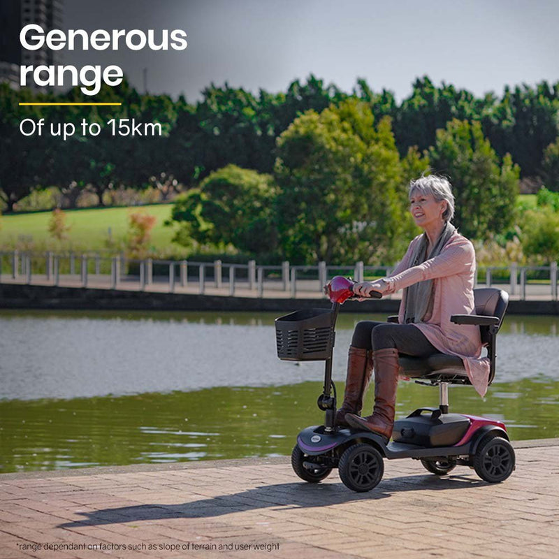 EQUIPMED Electric Mobility Scooter Portable Folding for Elderly Older Adult, SmartRider Black & Red Payday Deals