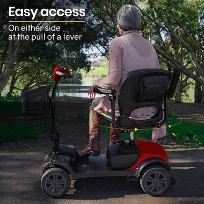 EQUIPMED Electric Mobility Scooter Portable Folding for Elderly Older Adult, SmartRider Black & Red Payday Deals