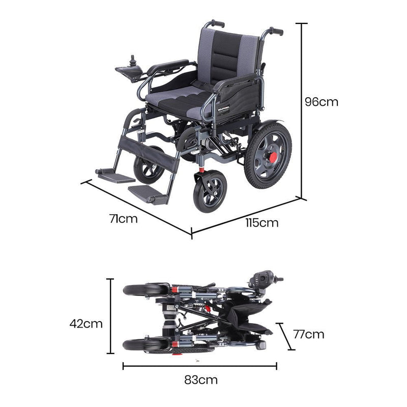 EQUIPMED Electric Wheelchair Folding Motorised Power Mobility Scooter Lightweight, Black/Grey Payday Deals