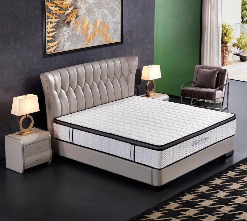 Ergopedic Mattress 5 Zone Latex Pocket Spring Mattress In A Box 30cm - Queen - White  Grey  Black Payday Deals