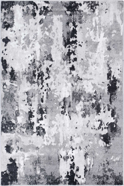 Ermina Modern Abstract Grey Black Rug 280x380cm