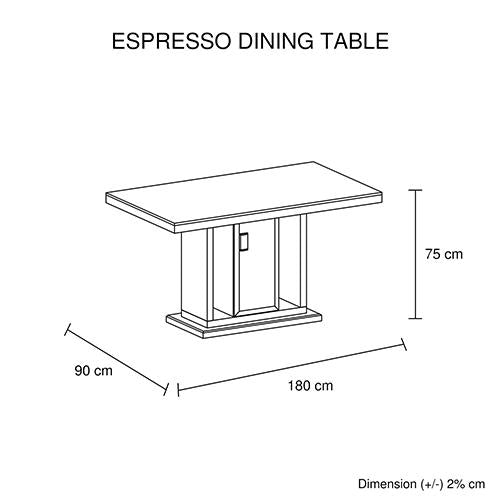 Espresso Dining Table Black Glass & White Painting