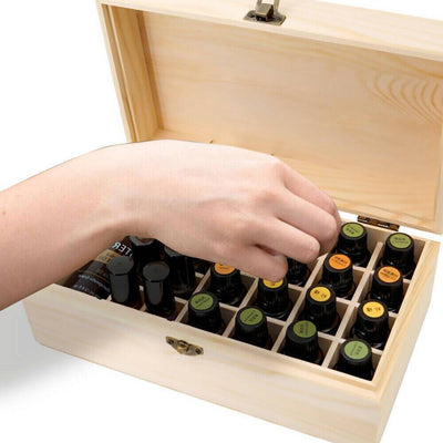 Essential Oil Storage Box Wooden 25 Slots Aromatherapy Container Organiser Payday Deals