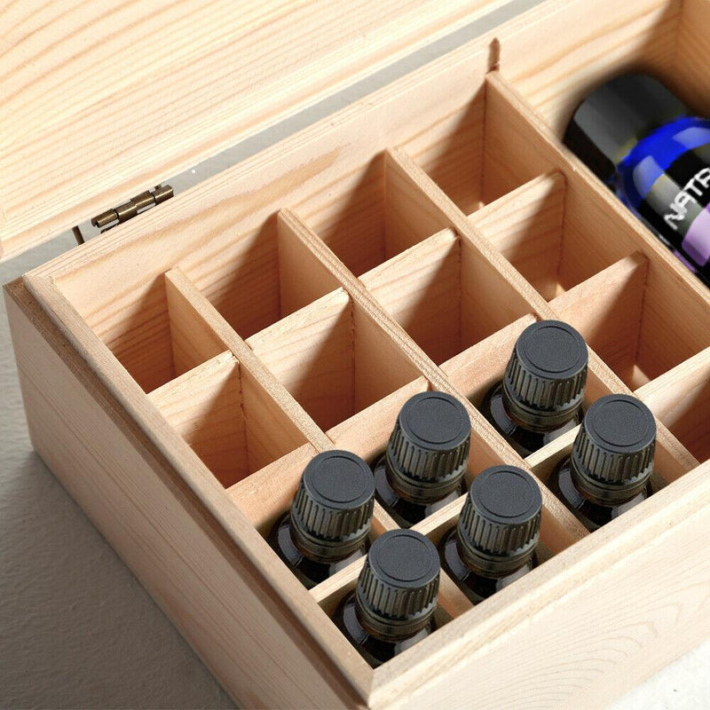 Essential Oil Storage Box Wooden 25 Slots Aromatherapy Container Organiser Payday Deals