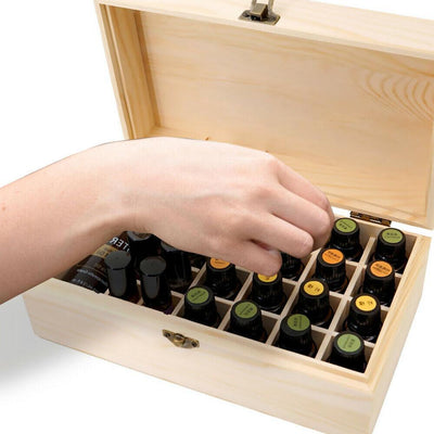 Essential Oil Storage Box Wooden 25 Slots Aromatherapy Container Organiser Payday Deals