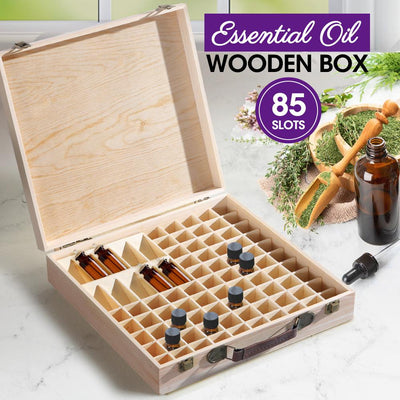 Essential Oil Storage Box Wooden 85 Slots Aromatherapy Container Organiser Case Payday Deals