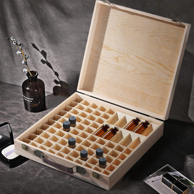 Essential Oil Storage Box Wooden 85 Slots Aromatherapy Container Organiser Case Payday Deals