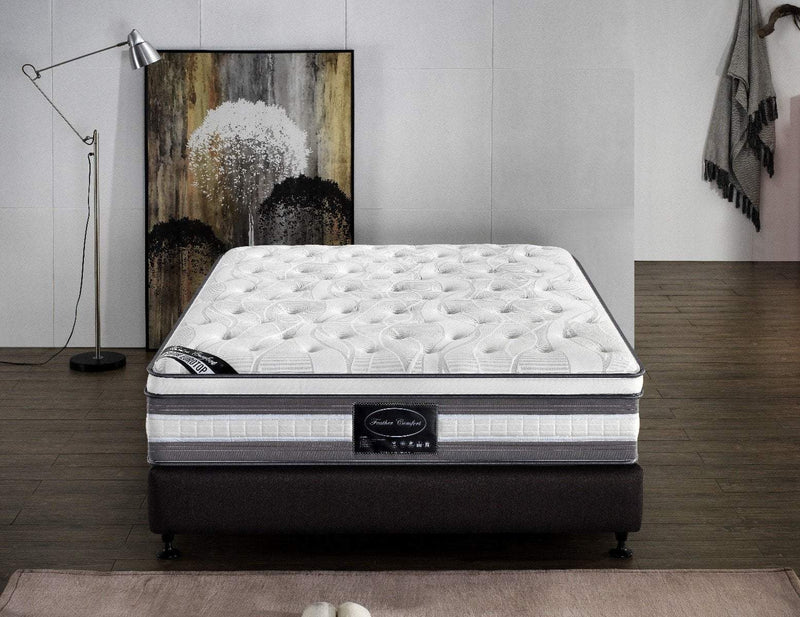 Mattress Euro Top Queen Size Pocket Spring Coil with Knitted Fabric Medium Firm 34cm Thick Payday Deals