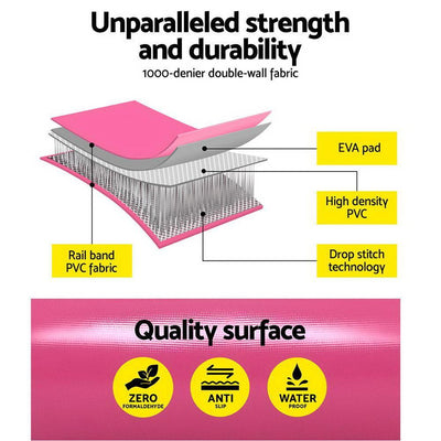 Everfit 120x60cm Inflatable Air Roll Roller Track Mat Airtrack Gymnastics Pink Payday Deals