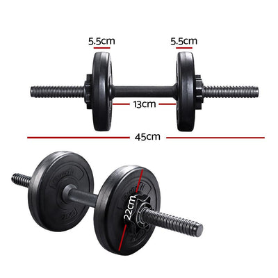 Everfit 12KG Dumbbells Dumbbell Set Weight Plates Home Gym Fitness Exercise Payday Deals