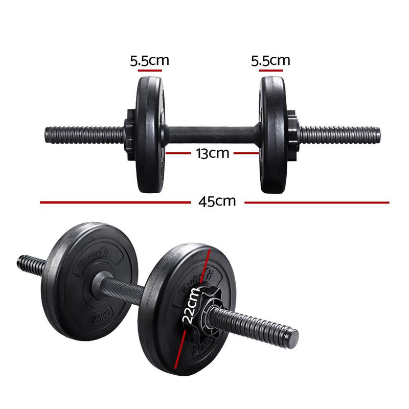 Everfit 12KG Dumbbells Dumbbell Set Weight Plates Home Gym Fitness Exercise Payday Deals