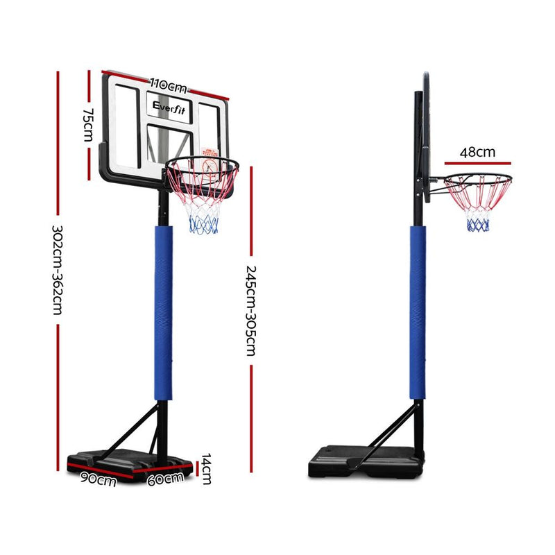 Everfit 3.05M Basketball Hoop Stand System Ring Portable Net Height Adjustable Blue Payday Deals