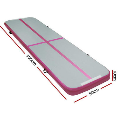 Everfit 3m x 1m Air Track Mat Gymnastic Tumbling Pink and Grey Payday Deals