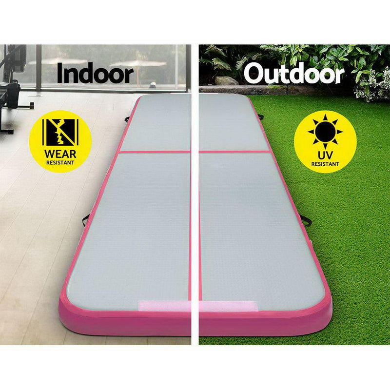 Everfit 3m x 1m Air Track Mat Gymnastic Tumbling Pink and Grey Payday Deals