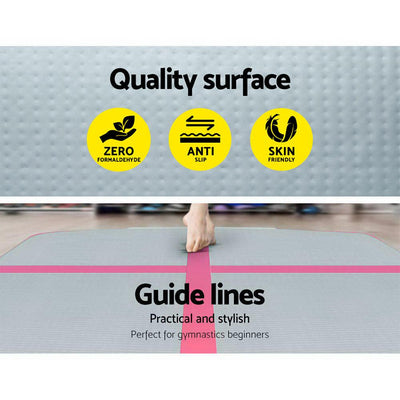 Everfit 3m x 1m Air Track Mat Gymnastic Tumbling Pink and Grey Payday Deals