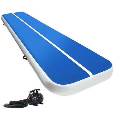 Everfit 4X1M Inflatable Air Track Mat 20CM Thick with Pump Tumbling Gymnastics Blue Payday Deals