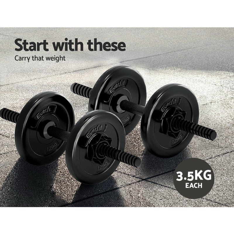 Everfit 7KG Dumbbells Dumbbell Set Weight Plates Home Gym Fitness Exercise Payday Deals