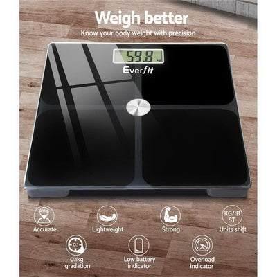 Everfit Bathroom Scales Digital Weighing Scale 180KG Electronic Monitor Tracker Payday Deals