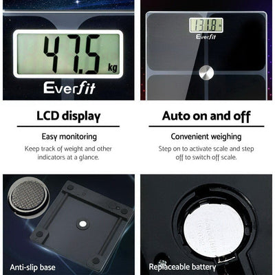 Everfit Bathroom Scales Digital Weighing Scale 180KG Electronic Monitor Tracker Payday Deals