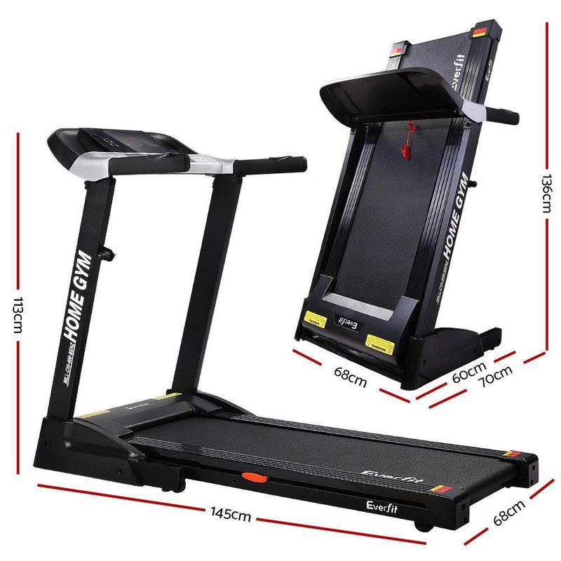 Everfit Electric Treadmill 40cm Running Home Gym Fitness Machine Black Payday Deals